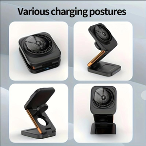 Cargador Inalámbrico Magnético 3 en 1, Carga Rápida, Soporte Plegable, Auriculares, Reloj, Teléfono Móvil - Product Image 3