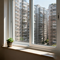 El marco base de diseño de la ventana corredera es una ventana de plástico con ventana corredera de vidrio de doble capa de PVC blanco