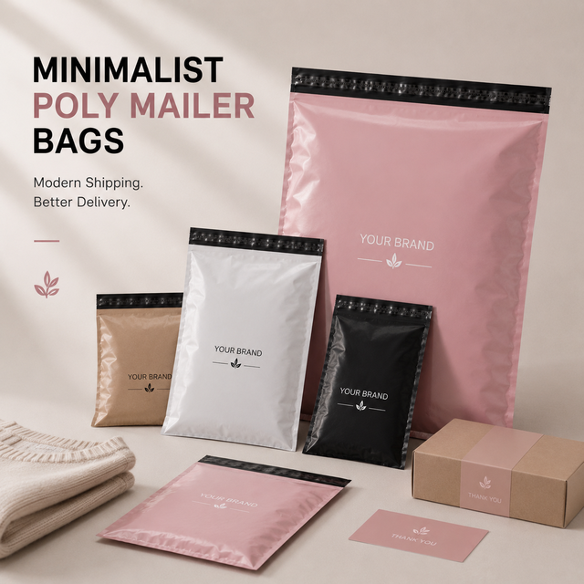 Custom Printed Minimalist Poly Mailer Bags Modern Ecommerce Shipping Packaging for Fashion Retail Brand Delivery Solutions