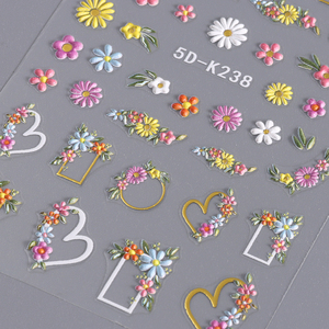 Venta caliente 5D Flower Nail Sticker French <span class=keywords><strong>Daisy</strong></span> Colorful Nail Art Sticker - Product Image 6