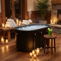 Baignoire gonflable ovale de luxe en PVC XL pour thérapie par immersion froide, piscine de récupération pour 1-2 personnes, bain de glace portable, spa à domicile avec valve de vidange