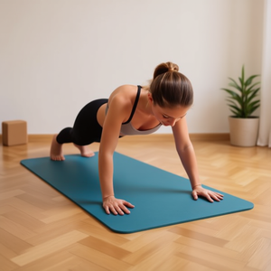 Tapis de yoga en PVC bleu paon 173*61*0.4cm, surface respirante et antidérapante, matériau écologique pour le confort et la durabilité - Product Image 3