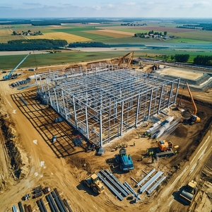 Installation sur site d'un espace de stockage industriel sans colonnes, conçu comme des entrepôts en acier préfabriqués légers - Product Image 2