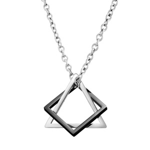 Geometric Pendant Necklace <b>Titanium</b> Steel Unisex Minimalist Design Square Triangle Pattern Fashion Jewelry - Product Image 5