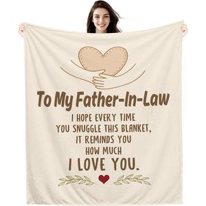 Beige Heart Hands Dad Message Flannel <b>Blanket</b> Throw <b>Blanket</b> Nap <b>Blanket</b> Breathable Skin Friendly for Travel Camping Custom Print - Product Image 5