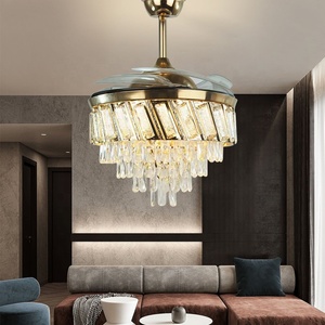 Modern Luxury 42-Inch 6-Plade Retractable LED <b>Ceiling</b> Fan with <b>Lights</b> and <b>Remote</b> <b>Control</b> for Bedroom - Product Image 2