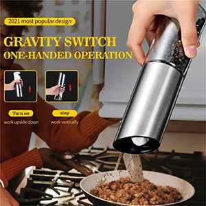 Moulins à épices en acier inoxydable en stock, moulin à sel et à poivre électrique automatique à gravité rechargeable Type-C avec lumière LED - Product Image 3