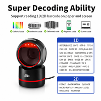 Lecteur de codes-barres 2D de bureau JR T37 à double mode, mains libres, lecteur de codes QR 1D, USB sans fil, plateforme de présentation, CE RoHS FCC