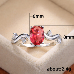 Anello a Onda da Donna Stile Coreano Giapponese con Cristallo Ovale, Gioiello Minimalista alla Moda Aperto e Regolabile per Uso Quotidiano - Product Image 5