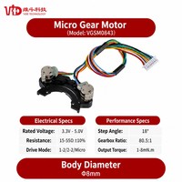 Moteur pas à pas à engrenages 8 mm VGSM0843 NEMA 3 3.3-5.0V 18 degrés 2 phases, rapport de réduction 80.5:1, pour caméras et équipements médicaux