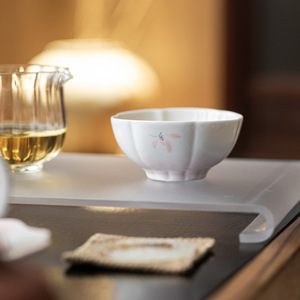 Taza de Té de Cerámica Guanlan, Taza Maestra de Seis Pétalos, Pintada a Mano con Orquídeas Rosas, Juego de Té Kung Fu de Porcelana, Estilo Tradicional Chino - Product Image 2