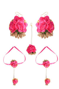 Elegante Conjunto de Joyería Floral Roja Hecha a Mano para Novia, Collar, Aretes y Pulsera Étnicos para Boda, Accesorios para Fiesta Nupcial - Product Image 2