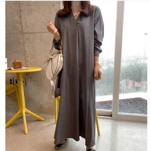 Französisches Kleid aus reinem Leinen im japanischen und koreanischen Stil, kurz ärmel ige Vestidos Hanf kleider mit lockerem Saum/