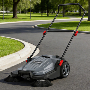 مكنسة أرضية يدوية جديدة غير كهربائية للاستخدام الخارجي لجمع الأوراق والرمل والقمامة - Product Image 1