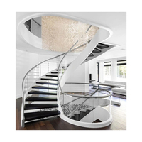 Haute qualité rouge chêne bois bande de roulement arc droit moderne cercle incurvé rond escalier Villa intérieur interne circulaire escaliers
