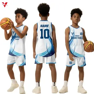 Grosir anak laki-laki murah seragam basket kustom kualitas tinggi anak-anak kaus basket sejuk Jersey basket untuk anak VL1160