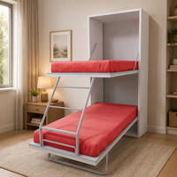Lit superposé vertical moderne pliable, système de lit mural dissimulé, lit superposé gain de place avec armoire pour petite chambre d'appartement