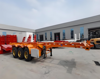 Truk Trailer Pabrik Shandong Cina 2-Axle 3-Axle 40-60 Ton Gooseneck Skeleton Container Semi-Trailer untuk Dijual