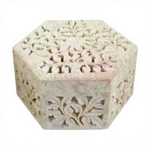 Boîte en pierre de savon sculptée faite à la main avec brillant naturel poli pour la décoration de la maison, articles de cadeaux et cadeaux d'affaires - Product Image 1