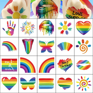 Autocollants de <span class=keywords><strong>tatouage</strong></span> arc-en-ciel pour le <span class=keywords><strong>Mois</strong></span> de la fierté, temporaires, pour événements sportifs, art corporel, décalcomanies colorées pour le visage, cadeaux promotionnels - Product Image 2