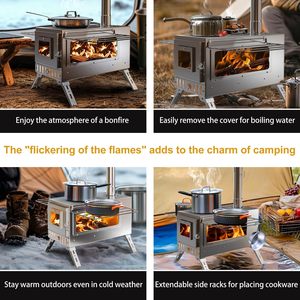 Estufa de leña plegable de titanio para tienda de campaña, para clima frío, con horno para cocción y calefacción, para uso en tiendas de campaña geodésicas. - Product Image 6