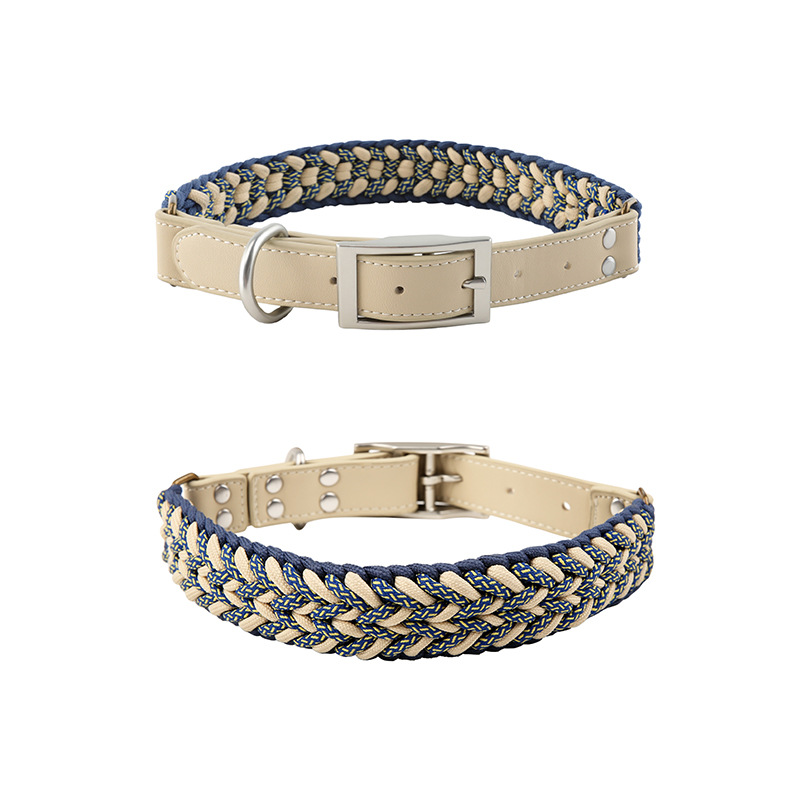 Navy Blue Midnight White-Cuello de cuello fijo