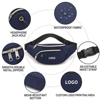 Sac banane ajustable personnalisé pour homme, idéal pour le sport et les activités de plein air, avec poche pour écouteurs, sacoche de taille pour homme, sac à bandoulière décontracté, sacoche de fabricant