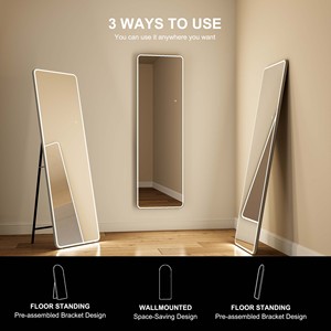 Treo Tường Tùy Chỉnh Cảm Ứng Thông Minh Khung Nhôm Hình Chữ Nhật Tường Tóc Salon Cơ Thể <span class=keywords><strong>LED</strong></span> Mặc Quần Áo Với Ánh Sáng Đầy Đủ Chiều Dài Sàn Gương - Product Image 6