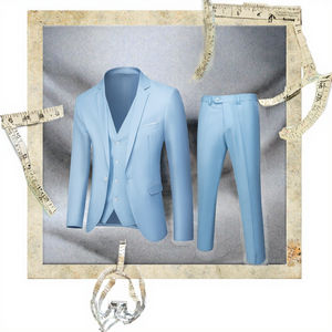 Traje de Hombre de Alta Calidad al por Mayor, Clásico 2025, de 3 Piezas, Cierre de un Botón, de Lana Peinada, Ajustado, Color Sólido, para Negocios, Bodas, Tallas Grandes - Product Image 3