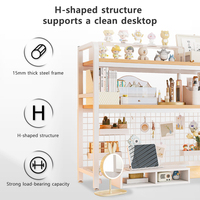 Étagère de salon moderne et minimaliste, bibliothèque en grille, étagères en bois multicouches pour bureau, table d'ordinateur pour étudiant avec panneau perforé