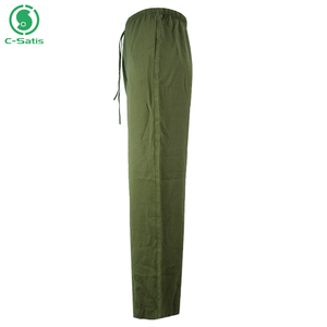 Pantaloni da Uomo <span class=keywords><strong>Verde</strong></span> Oliva con Elastico in Vita e Coulisse, Casual, Larghi, Dritti, Personalizzabili in Nylon Cotone <span class=keywords><strong>Lino</strong></span> con Tasche Laterali - Product Image 1