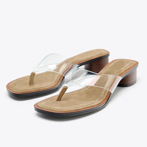 Nouvelles sandales d'été à talon épais et haut, bout carré, sexy, pour femme, idéales pour les banquets et les occasions décontractées en extérieur - Product Image 1