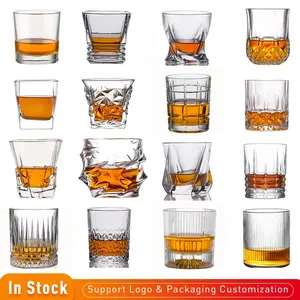 Glass Whiskey HUAHANGNA Custom Engrave Old Fashioned Round Heavy Base Crystal Glass Cocktail Whiskey Glasses For Whisky Bar Party