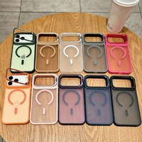 Coque de téléphone magnétique mate pour iPhone 17 Pro Max 17 Air 16 15 Pro Max 14 13 12 avec support invisible, protection antichoc, couleur orange