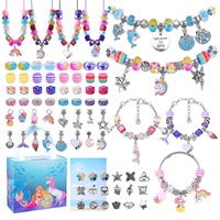 Kit de Fabricación de Pulseras con Dijes de Unicornio y Sirena para Adolescentes, 84 Piezas, Herramientas de Joyería, Cuentas de Resina, Aleación de Cobre, Juguetes para Hacer Joyería, para Todas las Temporadas