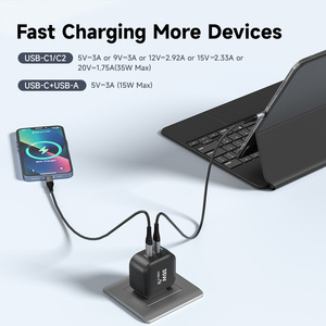 Mini 35W Cargador rápido 2C Cargador de pared USB C Tipo C <span class=keywords><strong>PD3</strong></span> <span class=keywords><strong>0</strong></span> QC GaN Adaptador de cargador para iPhone Samsung Teléfonos móviles Carga rápida - Product Image 4