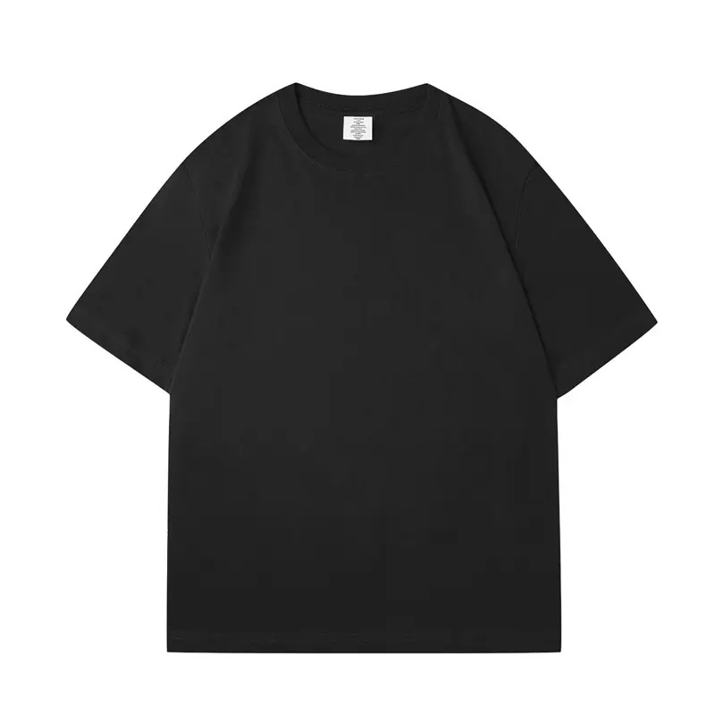 Patrón de logotipo personalizado Algodón puro 230G color sólido pesado cuello redondo tamaño grande manga corta publicidad informal camiseta unisex