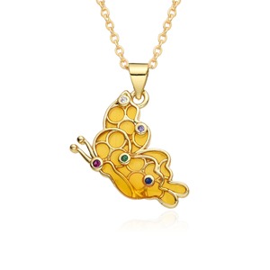 Collier papillon Fosil <span class=keywords><strong>de</strong></span> <span class=keywords><strong>l</strong></span>'<span class=keywords><strong>amitié</strong></span>, simple, micro-serti, bijoux colorés, tendance moderne, à porter tous les jours, collier en cuivre - Product Image 6