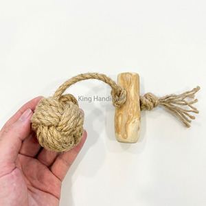 100% Organic Coffee Wood Pet Toy with Braided Hemp <b>Rope</b> Durable Dental Chew for Dogs Sustainable Pet Accessories Supply - Product Image 3
