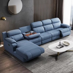 Sofá Reclinable Eléctrico en Forma <span class=keywords><strong>de</strong></span> L, Moderno y Minimalista, Juego <span class=keywords><strong>de</strong></span> Sala <span class=keywords><strong>de</strong></span> Estar Inteligente con Sofá Esquinero Retráctil <span class=keywords><strong>de</strong></span> Tela con Función <span class=keywords><strong>de</strong></span> Masaje - Product Image 1