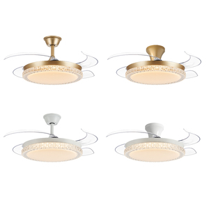 引き込み式36インチ金Ledモダン寝室高級新しい天井灯ファン付きリモコン金属天井ファン付きライト付き - Product Image 3