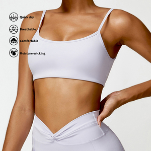 Soutien-gorge de sport Sexy à séchage rapide pour femmes haut de fitness avec bandoulière mince Yoga course <span class=keywords><strong>exercice</strong></span> torsion arrière conception Logo avant - Product Image 5