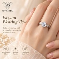 Bague JINSEO de style européen de luxe en argent sterling 925 plaqué rhodium, avec moissanite ronde de 3 carats, pour mariage, fiançailles, anniversaire