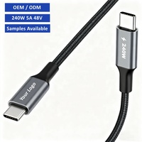 Câble Type C Charge rapide USB C vers USB C Câble Tipo C 240W 5A Câble de données USB Type-C Nylon tressé 1m 2m 3m 240 Watt Câble USBC