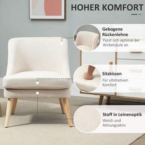 Fauteuil de salon avec accoudoirs en lin, fauteuil rembourré, pieds en bois, chaise d'appoint pour salon, chambre, salle à manger, style détente - Product Image 3