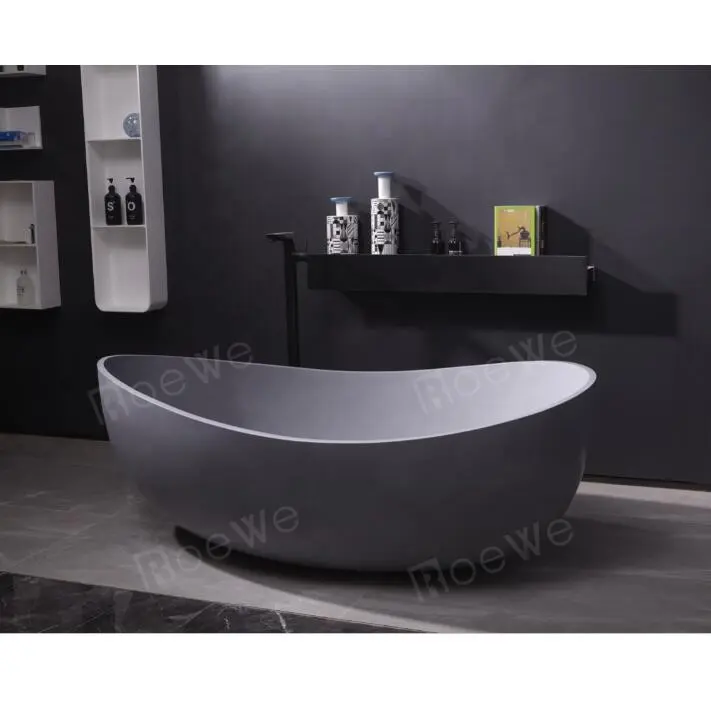 Graue unregelmäßige Badewanne neues Modell schwarz gegossene Stein bäder in Foshan große Polyester badewanne für Badezimmer