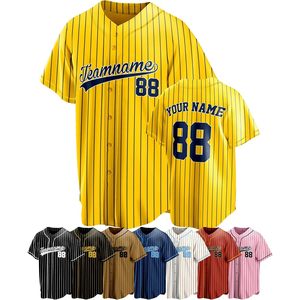 Camiseta de béisbol personalizada con rayas, personalizada con nombre y número, unisex, para hombres, mujeres, jóvenes, camisetas de equipos deportivos para juegos, regalos - Product Image 1
