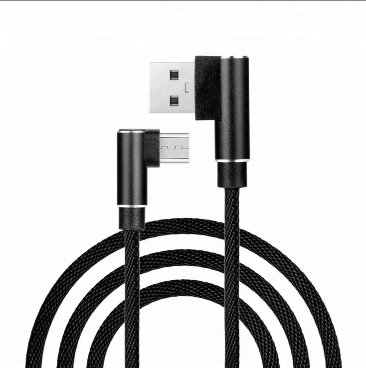 2M Fabric Braided Double Bended L Shaped USB Cable