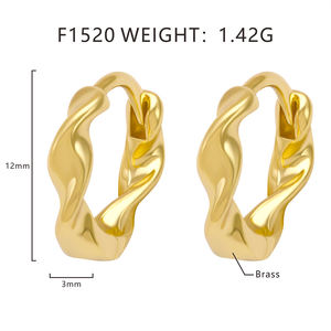 Женские серьги-кольца <span class=keywords><strong>Foxi</strong></span> <span class=keywords><strong>Factory</strong></span> оптом, латунные, модные, с покрытием из 18-каратного золота, витые, маленькие - Product Image 6