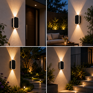 Lámpara Solar Moderna <span class=keywords><strong>de</strong></span> Pared con Iluminación Arriba/Abajo, Aplique LED Impermeable para Jardín, Balcón, Valla, Patio <span class=keywords><strong>Exterior</strong></span> - Product Image 2
